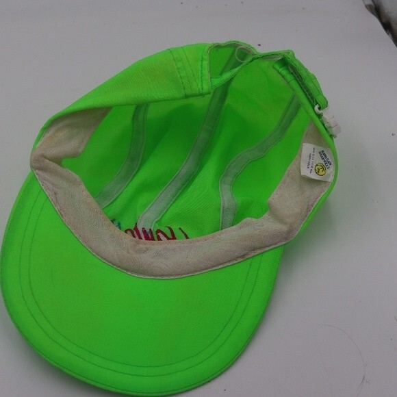 Hawaiian Headwear Vintage 90s Hawaii Neon Green Adjustable Hat Cap - Picture 7 of 8